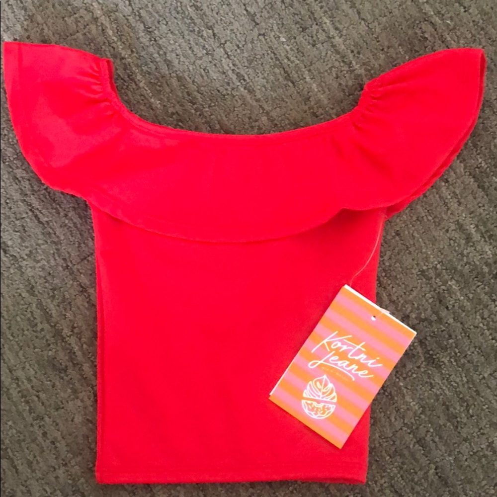 Kortni Jeane Mini Ruffled Around Top Red NWT 4T